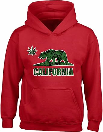 VIZOR California Republic Weed Bear Hooded Sweatshirt Kush Hoodie Cali Gifts
