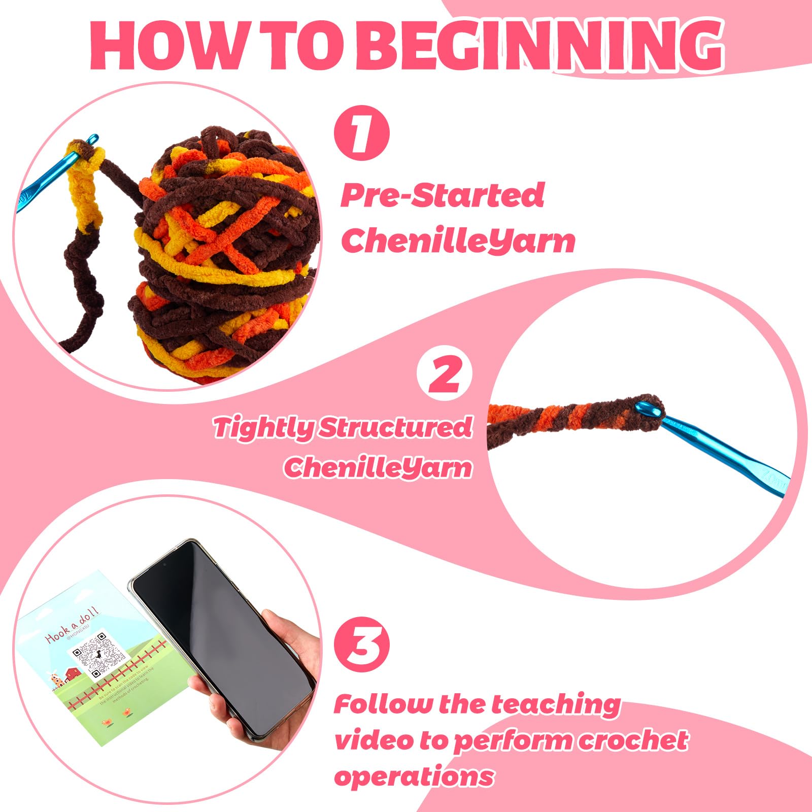 Amazon.com: Hotop Crochet Kit for Beginners with Easy Chenille