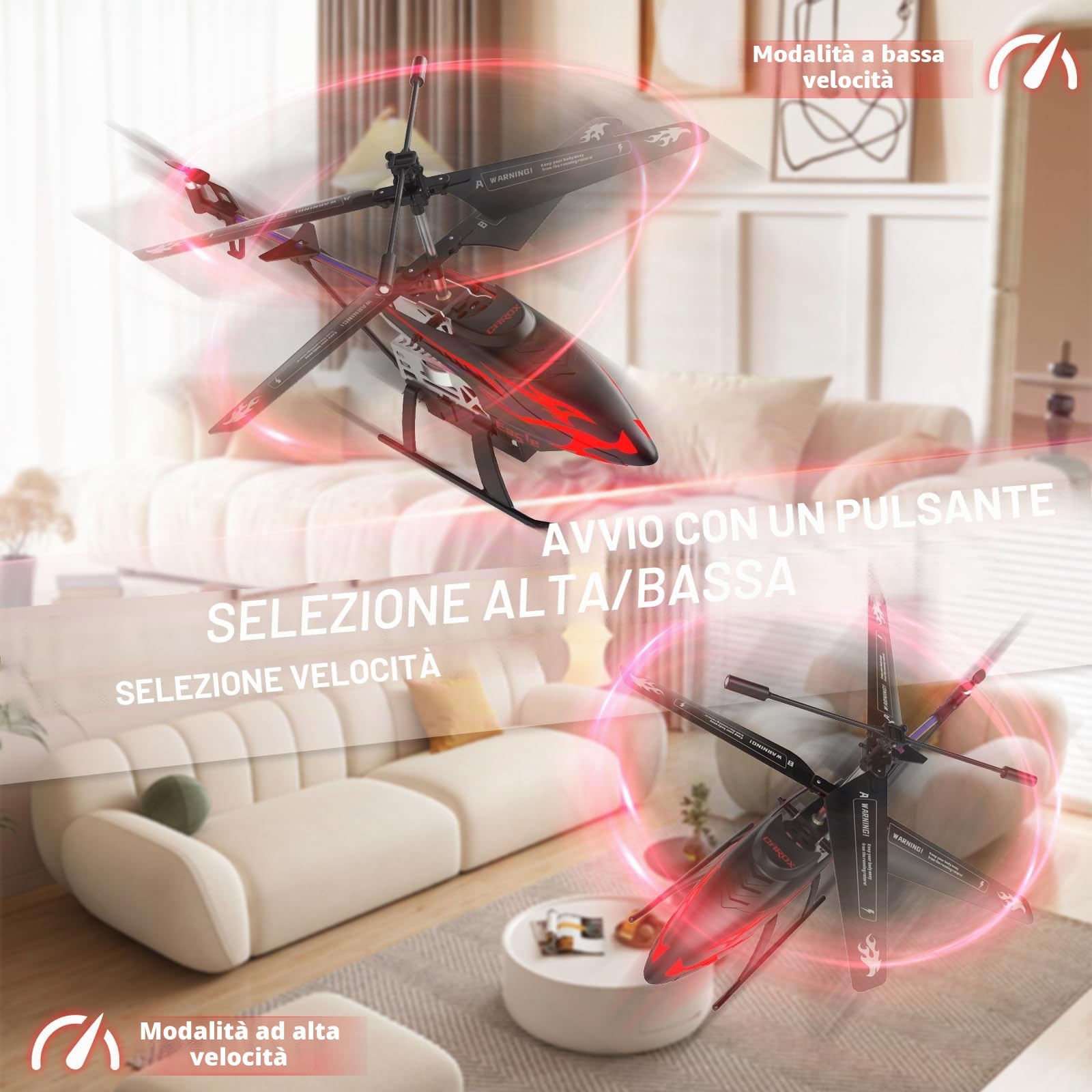 Carox Elicottero telecomandato,2.4 GHz 7 Colori Aereo Telecomandato con Luce LED,Elicottero RC per Ragazzi e Ragazze Bambini
