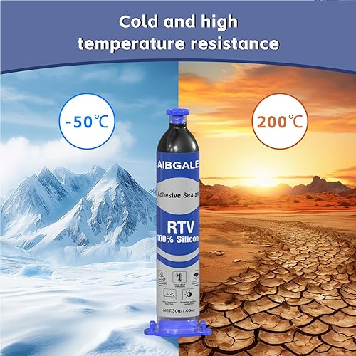 Miniatura 6 de RTV - Sellador adhesivo de silicona 100% negro, sellador aislante de silicona impermeable para parabrisas, puertas, placas de circuito, sensores,