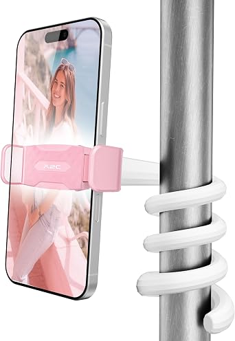 A2C Flexible Phone Holder for Treadmill, Peloton, Stroller, Shopping Cart, Desk, Portable Gooseneck 16.5 Long Arm Phone Mount for 4.7-6.5" Smartphones, Gift for Women Wife Monther Yogaer, Pink