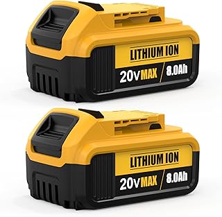 2 Packs 8.0Ah Replacement for Dewalt 20V Max Battery Compatible with 20 Volt Batteries Lithium Ion DCB205 DCB203 DCB206 DCB204 DCB201 DCB200 Cordless Power Tools