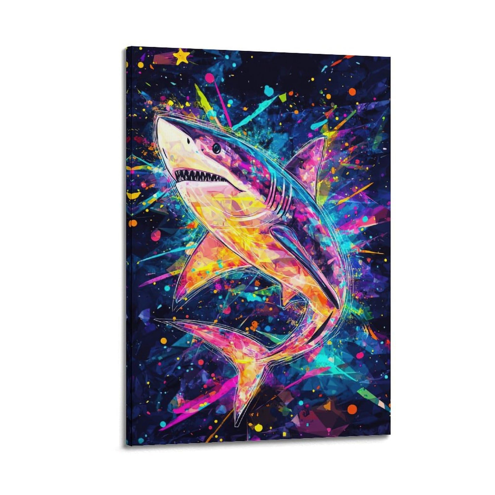 CXHJCA Animal Poster Abstract Sharks Poster Decorative Painting Canvas Wall Posters And Art Picture Print Modern Family Bedroom Decor Posters 24x36inch(60x90cm)