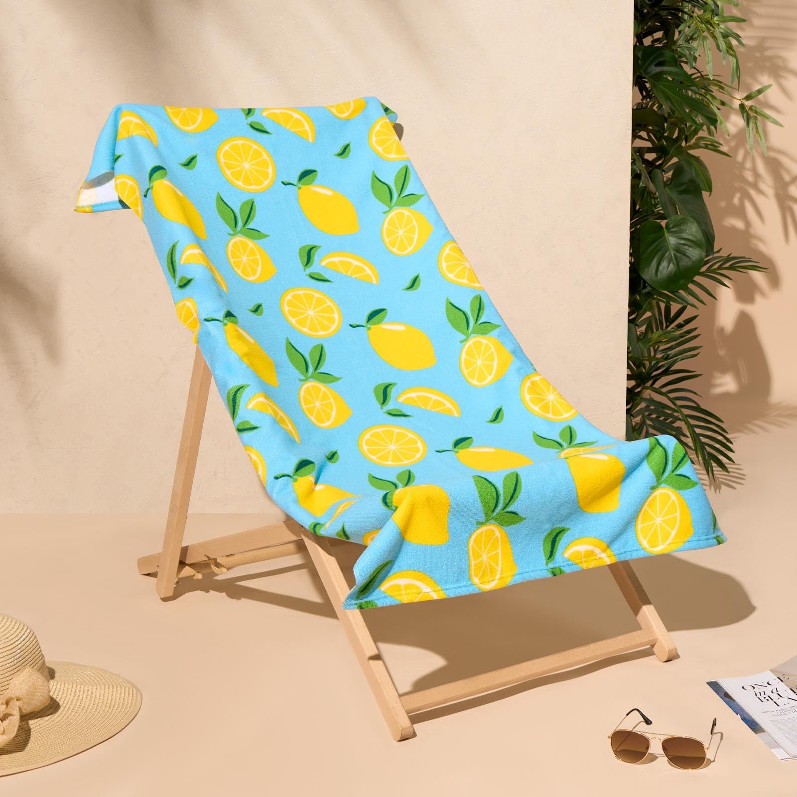 OHS Lemon Large Towel Bath Quick Dry Summer Travel Microfibre Absorbent Swim Holiday from B&Q
