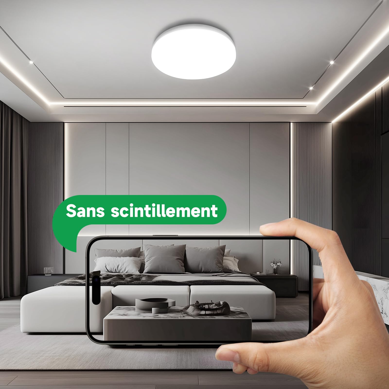 Plafonnier LED Étanche IP65 pour Salon/Cuisine | 22W 3080lm (180W) | 4000K Blanc Jour Ø28cm