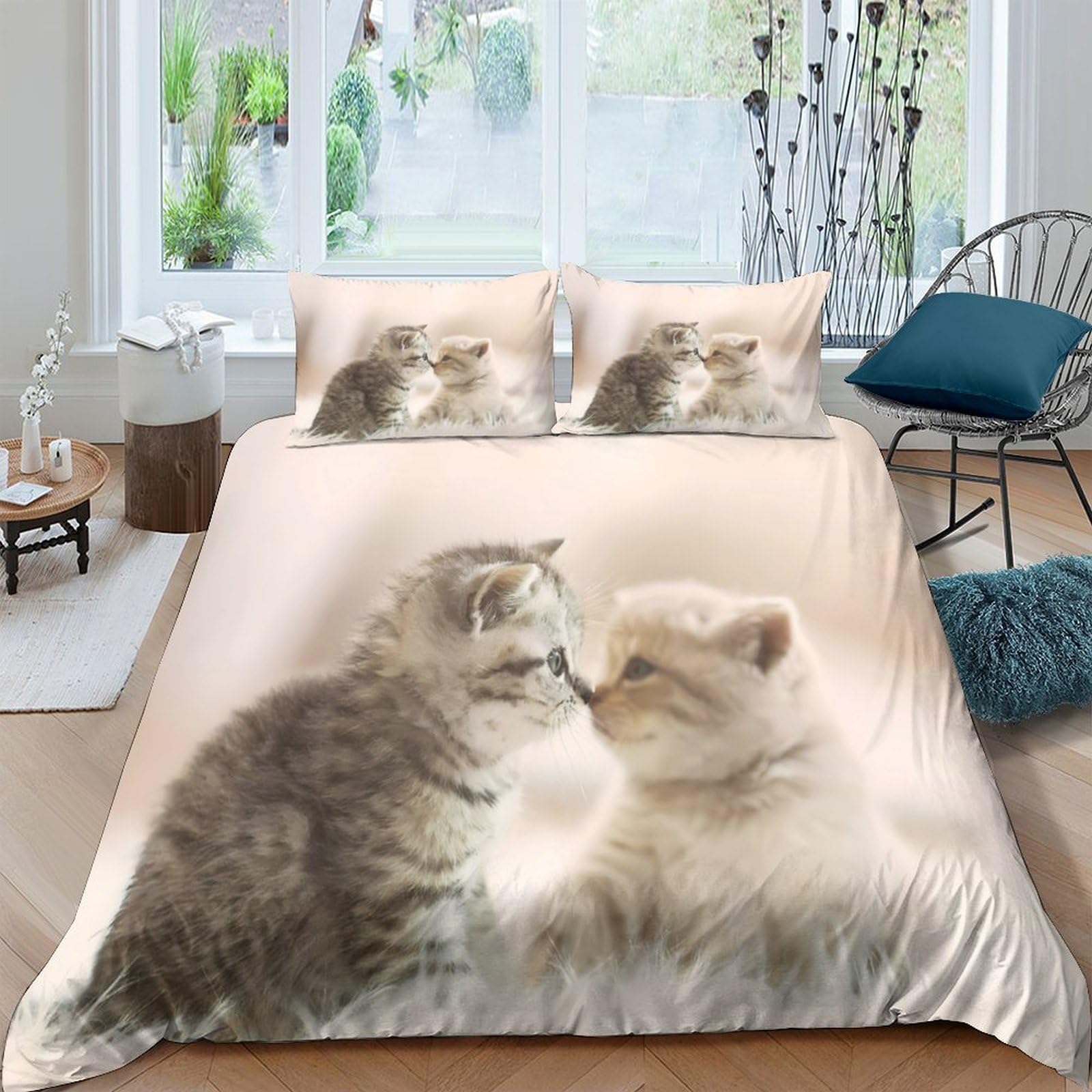 Ctjqhvkz Style-8 3D Printed Cute Cat Lovers Fitted Sheet Microfiber Soft Beige Animal Bed Cover For Bedroom Dorm Mattress Decor Single（135X200cm）