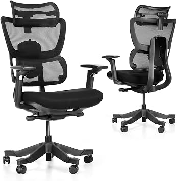 S3P-S Ergonomic Office Chair Home Office High Back Desk Chair with VTS System & Adaptive Lumbar Support TiltPro Headrest 4D Armrest 150Tilting Mesh Computer Chair for Home Office Executive