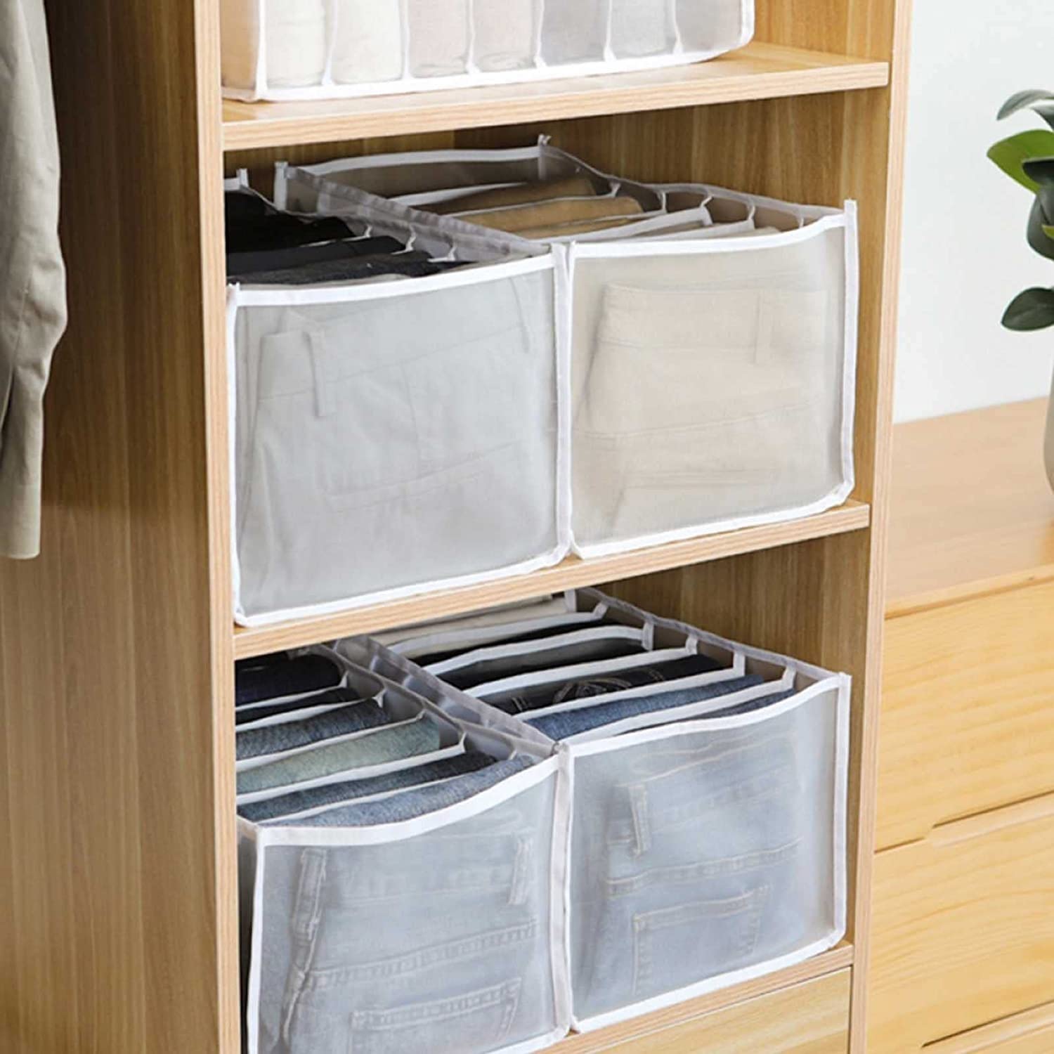 5 Pezzi Vano Portaoggetti per Jeans Scatola di Separazione della Maglia dei Vestiti del Cassetto dell'Armadio Pieghevole Organizzatore per Guardaroba per T-Shirt Pantaloni Legging