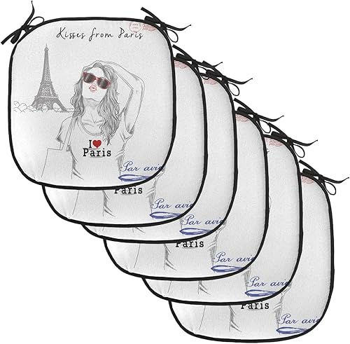 Miniatura 62 de Lunarable Cojín retro para silla, mujer con cabello, letrero de victoria con burbujas de discurso, inspirado en arte pop, acolchado de asiento para