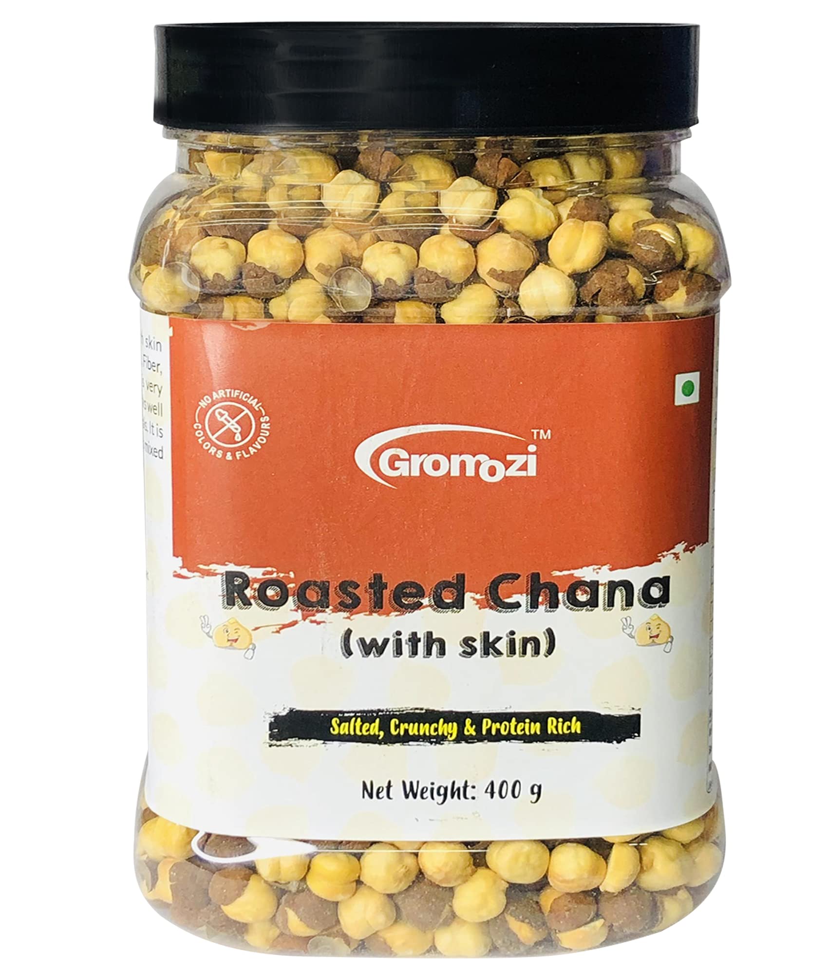 Gromozi™ Roasted Chana (with Skin) | Whole Roasted Chana with Skin | Bengal Gram | Bhuna Chana (salted) | Roasted Chana For Weight Loss | Roasted Chickpeas- 400 Grams (B0B9GZNG1Y) Amazon Price History, Amazon Price Tracker