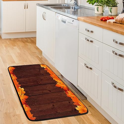 Miniatura 6 de Autumn Maple Kitchen Mat Non Slip, Beach Wooden Kitchen Rugs Super Absorbent Washable Floor Rugs Comfort Standing Mat for Kitchen Home Office