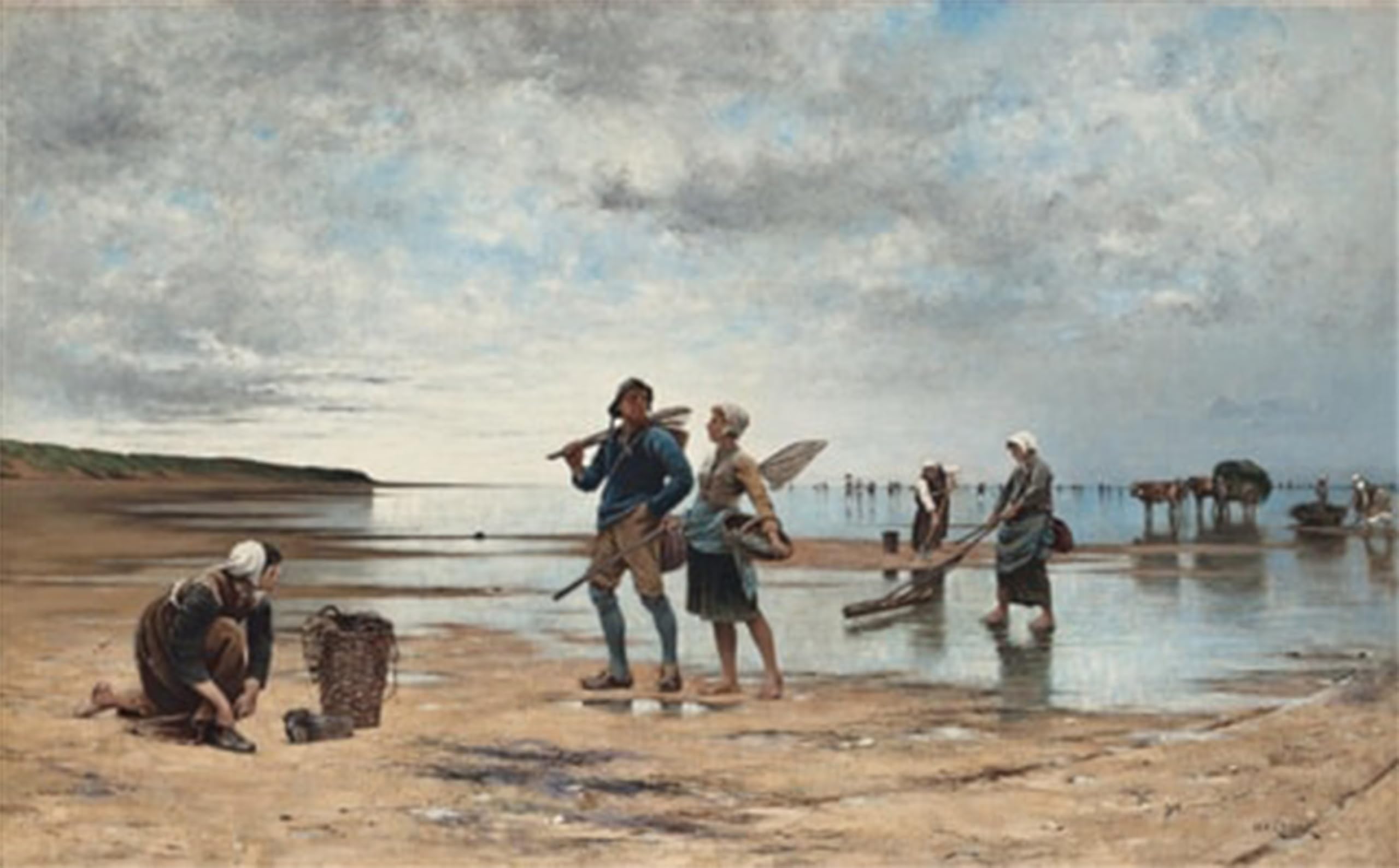 ARTXLXXBN Famous Art Print Poster Vintage Wall Art French Beach Scene by August Wilhelm Nikolaus Hagborg Canvas Art Poster for Home Decor 60x90cm