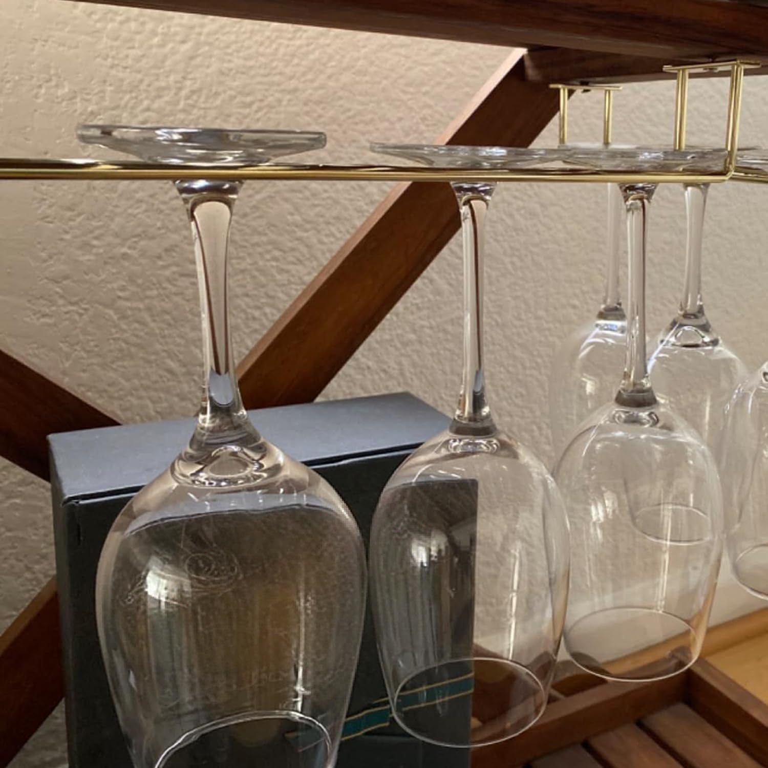 Gold Wine Glass Rack - Under Cabinet Holder -5