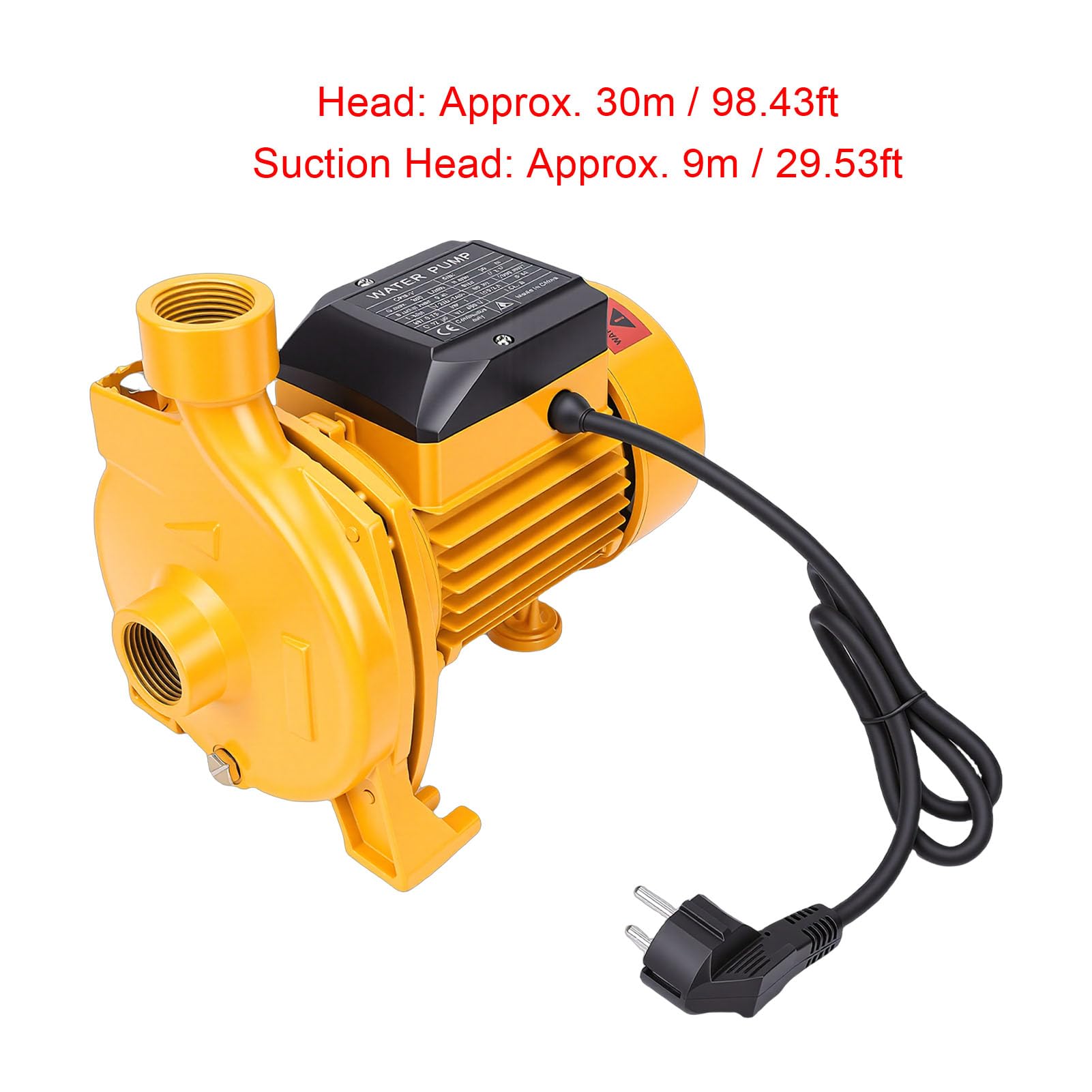 Pompa Centrifuga, Pompa Acqua Autoadescante da 750 W con Uscita da 1 Pollice e Design con Doppio Cuscinetto a Sfera, Pompe Booster Silenziose per Irrigazione del Prato (Spina europea 220 V)