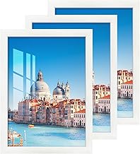2 cm 3 x A4 Wooden Photo Frames with HD Acrylic Glass, MDF Photo Frame 20 x 30 cm, White, Horizontal or Vertical Photo Frames for Photos, Pictures, Posters, Puzzle Wall or Desktop Mounts