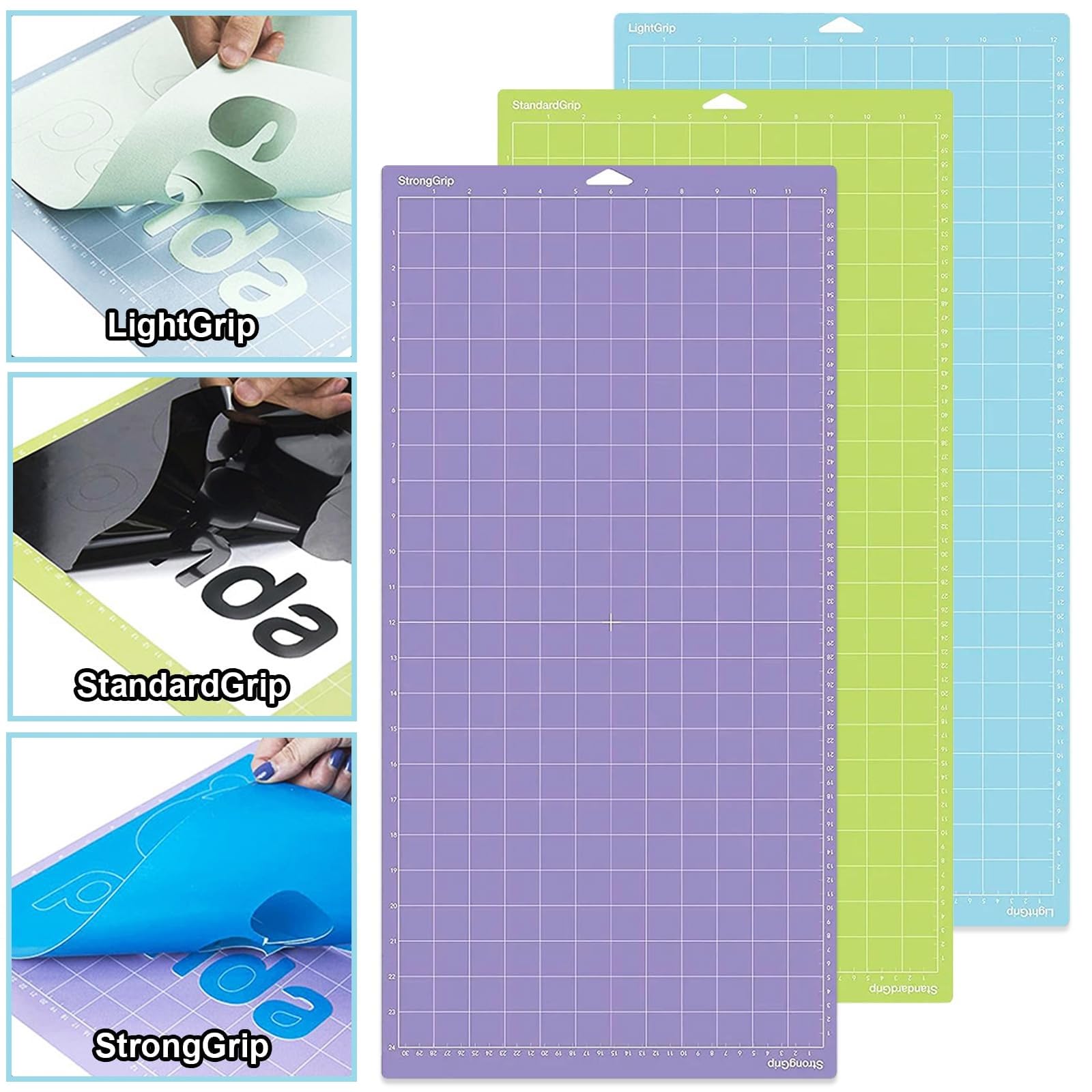 Tappetini da taglio per Cricut Variety Cricut Explore Air2/One Maker, 3 tappetini da 30,5 x 61 cm – StandardGrip, LightGrip, StrongGrip, tappetino da taglio adesivo per trapuntatura, artigianato,