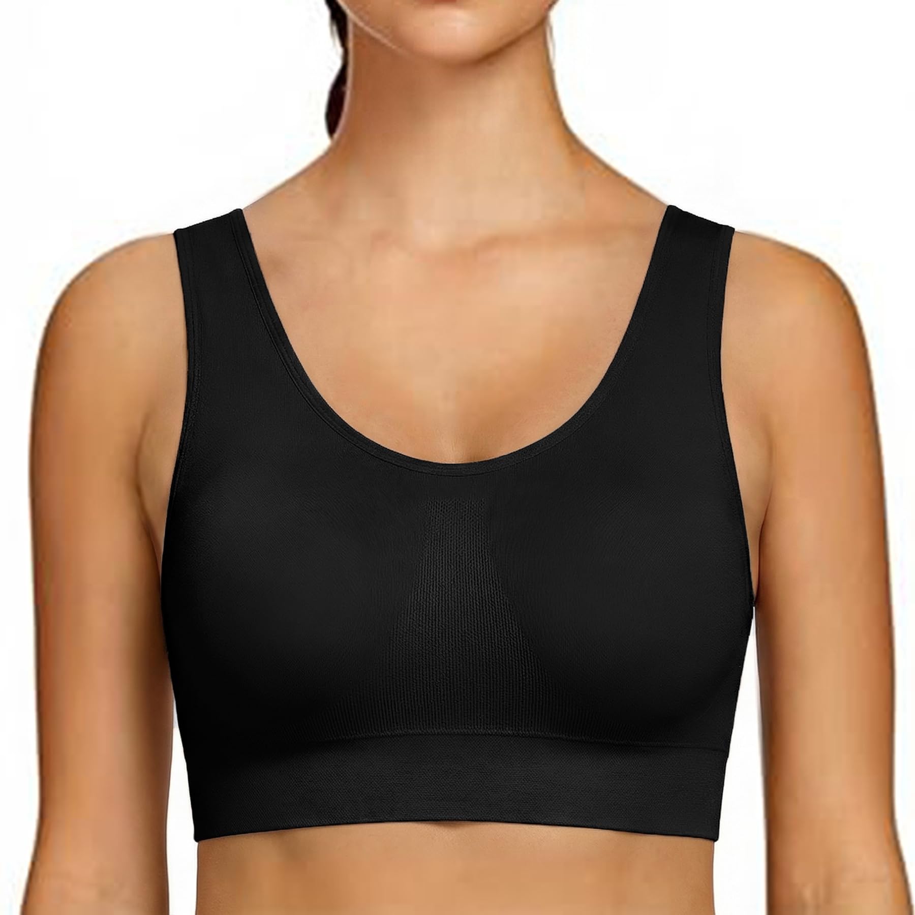 Sujetador Deportivo Mujer Medio Impacto Push Up Sin Costuras con Relleno y Aros Transpirable para Running Yoga
