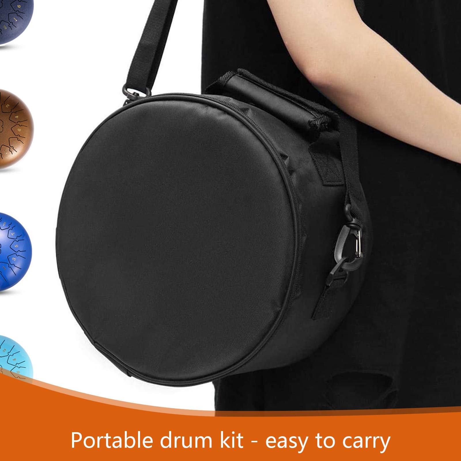 Stalowe bębny językowe Instrumenty, stalowy bęben dla dzieci dorosłych, 13 notatek 12 cali Dia Instrument perkusyjny Handpan Drum z torbą, książka muzyczna, młotki, wspornik młotka