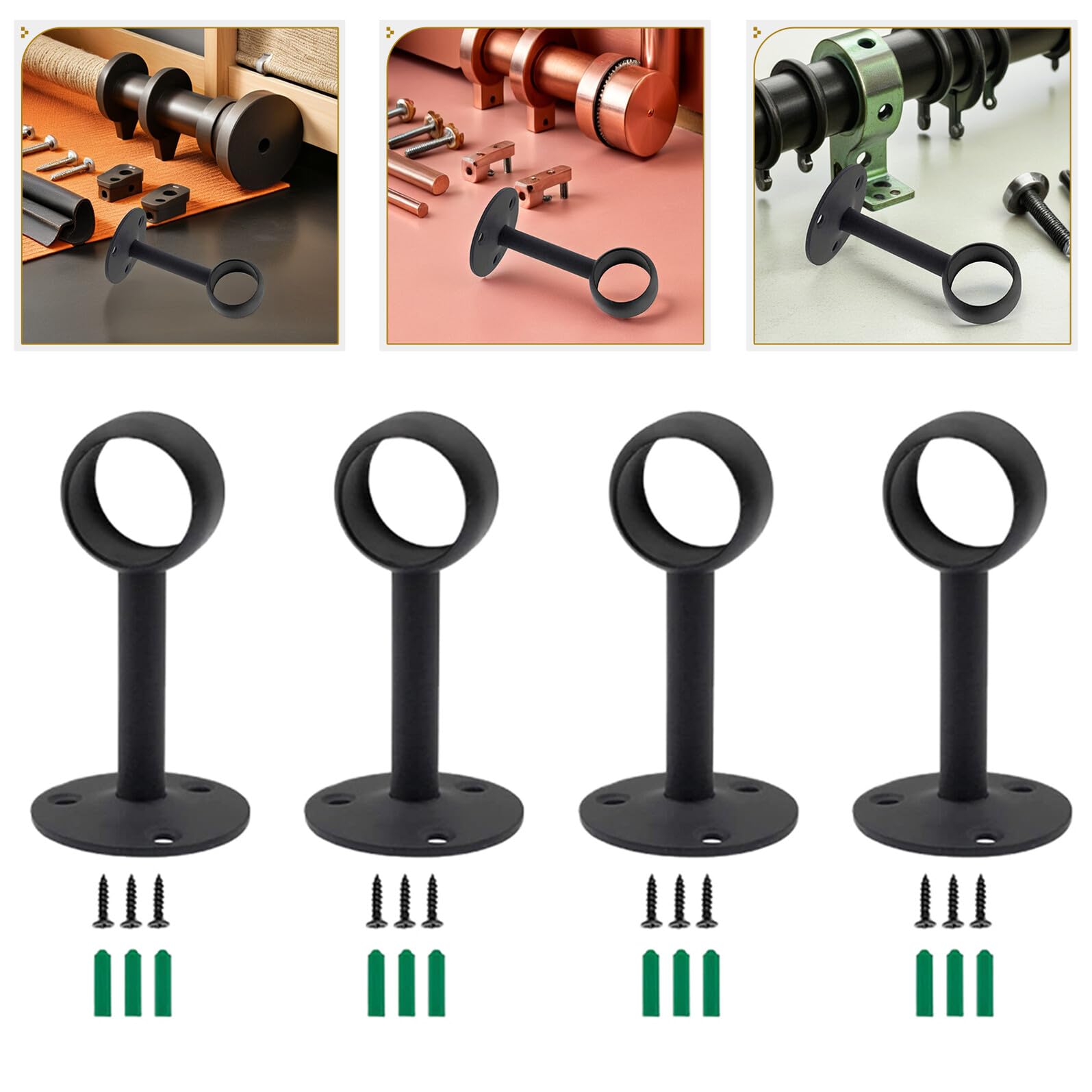 8 Pièces Supports De Tringle à Rideau De Plafond Supports pour Tringles