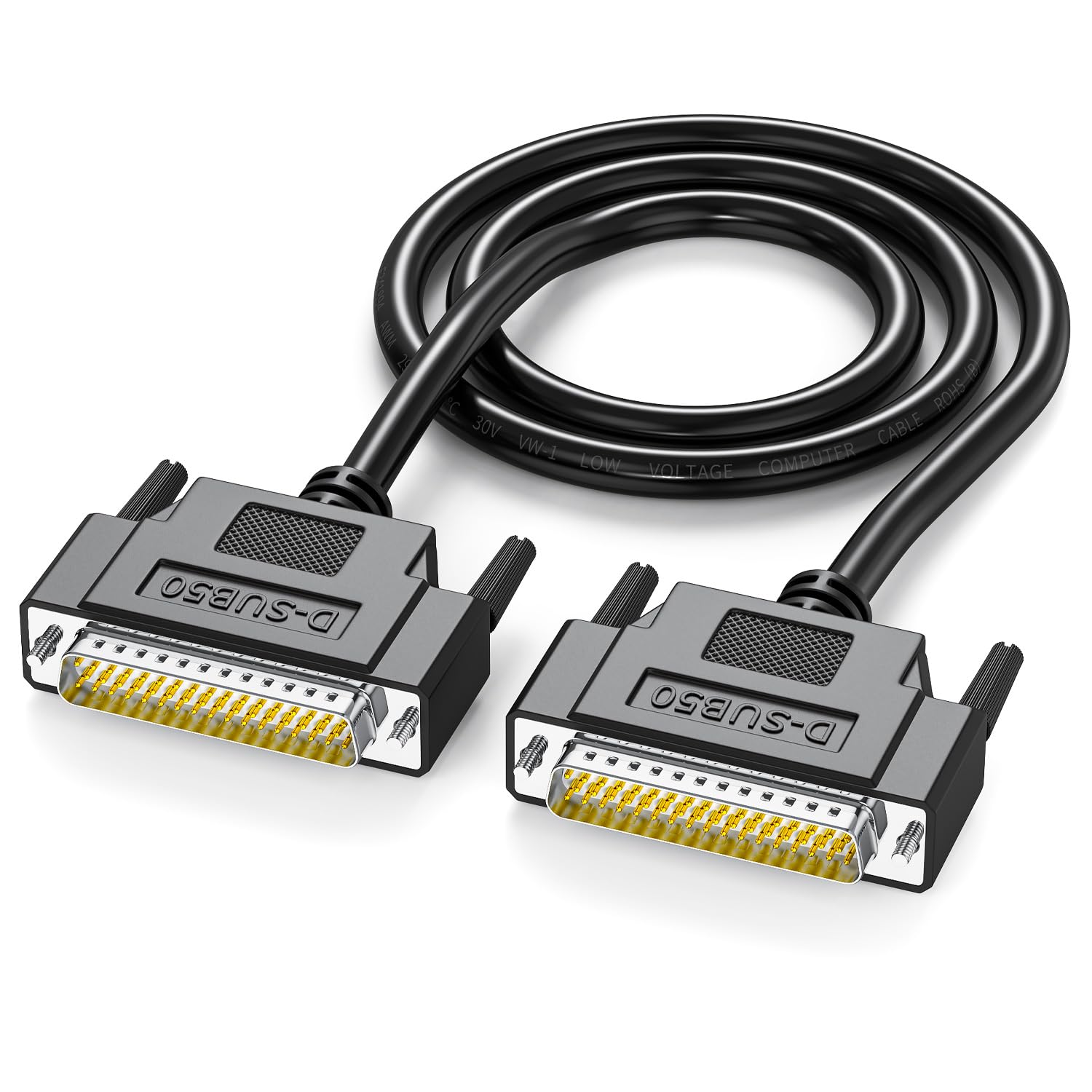 D-Sub 50 Pin Cable Shielded, DB50 Male to Male Cable 5FT, 50Pin Extension Cable- Black 5'