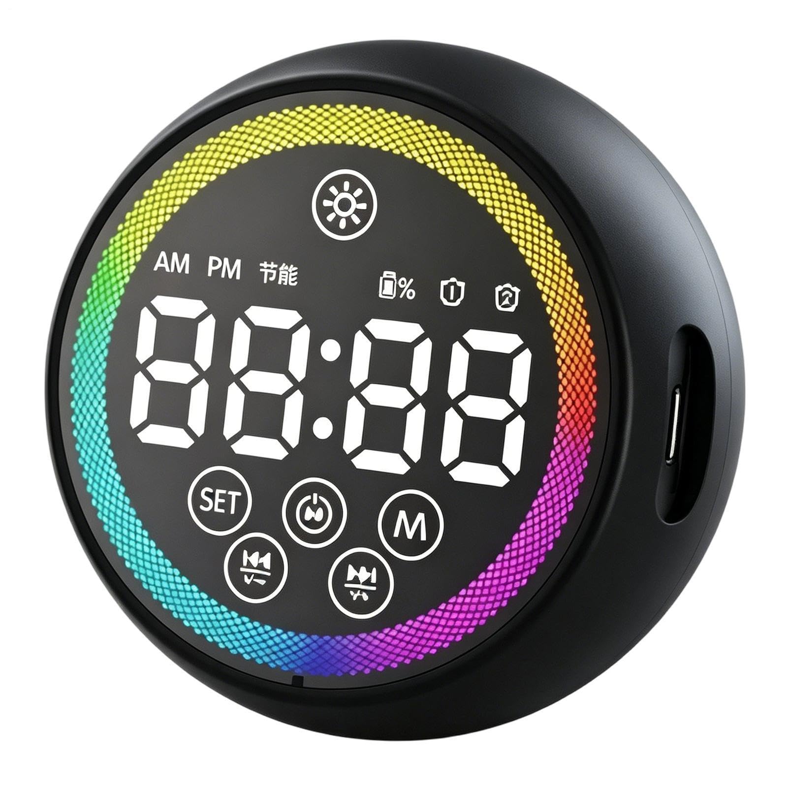 Reloj despertador digital con altavoz y sonido fuerte para mesita de noche