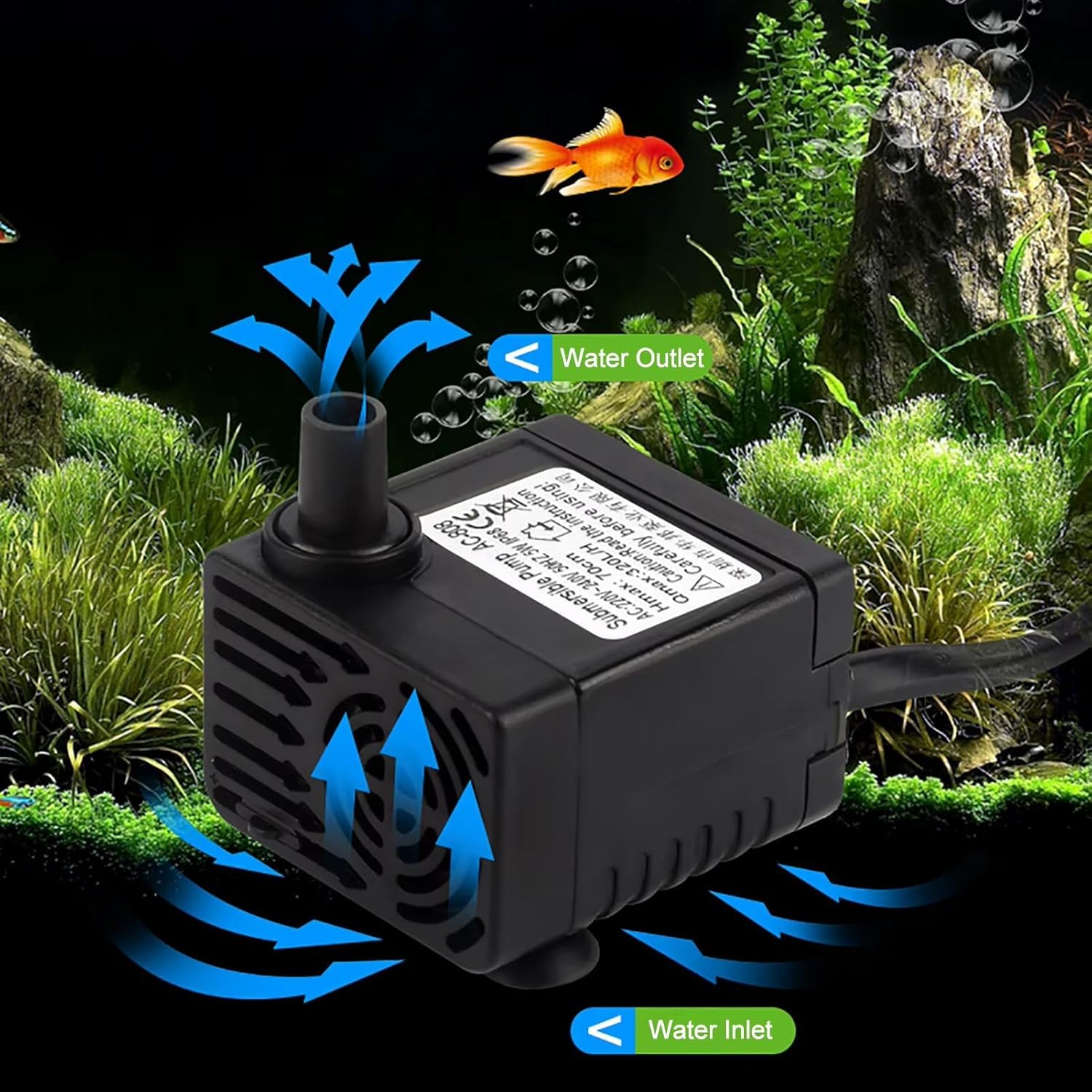 Qcwwy Aquarium Chiller Smart Electric Water Water Chiller ABS Assicatore di Riscaldamento di Raffreddamento 20L 70W (Spina Europea Pompa Spina UE 220V)