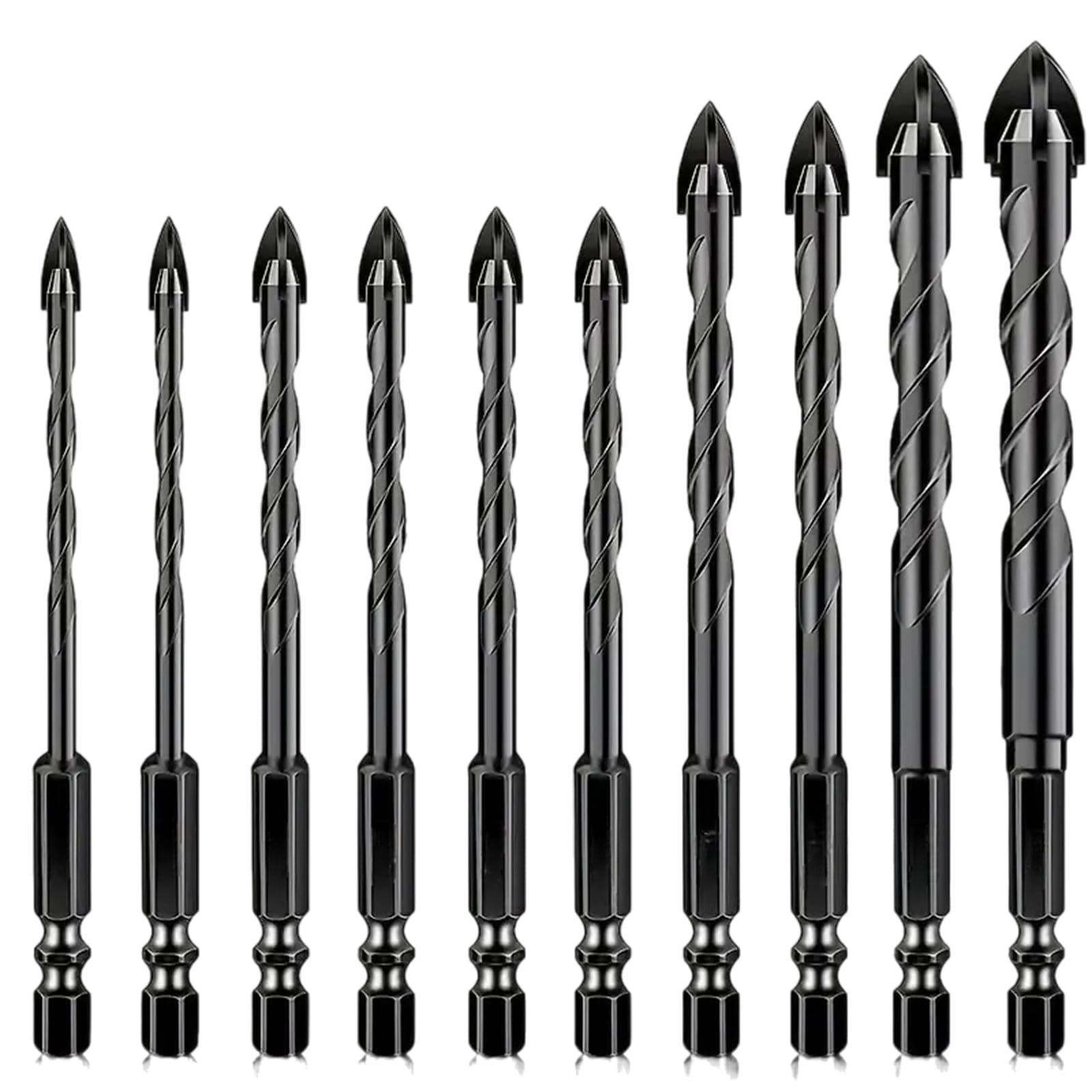 10pcs Tile Drill Bits Set & Masonry Drill Bit,Quick Change 5mm,6mm,8mm,10mm,12mm,Concrete Drill Bit Set for Tile Brick, Glass