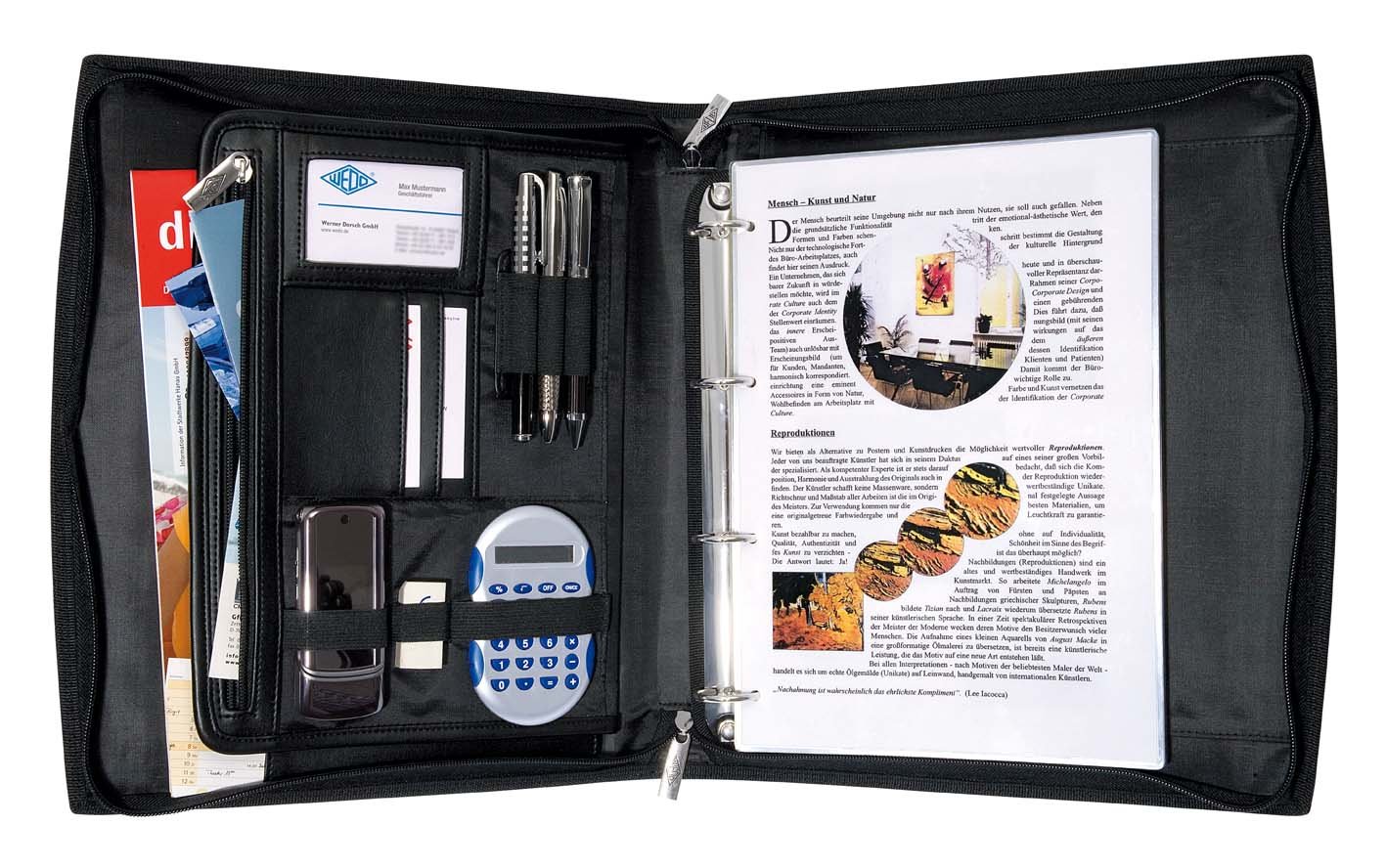 WEDO 585701 Orgamappe Elegance -DIN A4, mit Tragegriff und herausnehmbarer 4-Ring-Mechanik