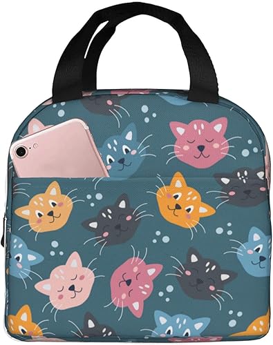 Bolsa de almuerzo para gatos para mujeres y hombres, lonchera aislada, reutilizable, organizador de almuerzo, impermeable, bolsa de mano enfriadora