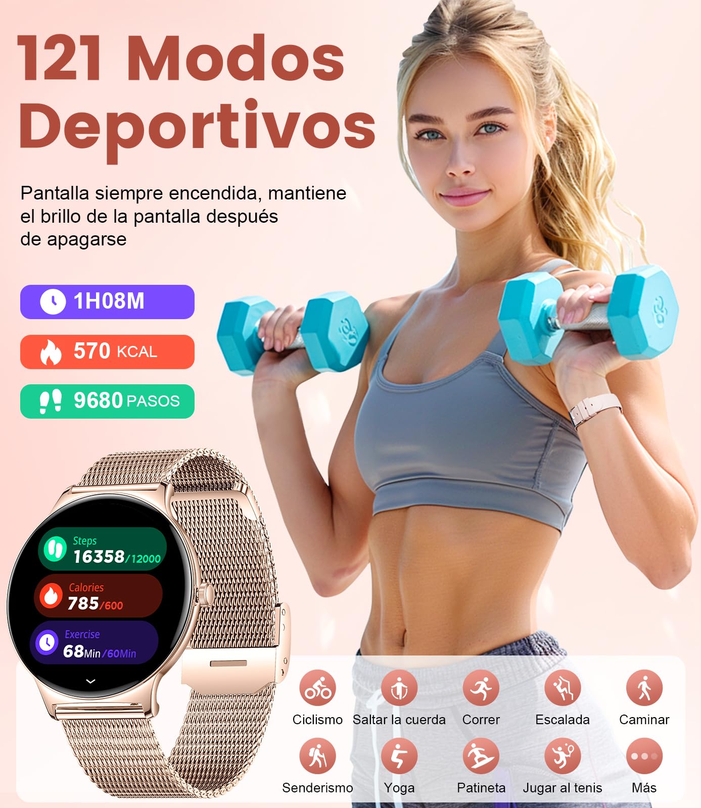 LIGE Reloj Inteligente Mujer con 1.43" AMOLED, IP68 Resistente al Agua/Llamadas Bluetooth/Monitoreo de Salud (Ciclo Menstrual, Sueño, Frecuencia Cardíaca), Estilo de Vida Saludable.