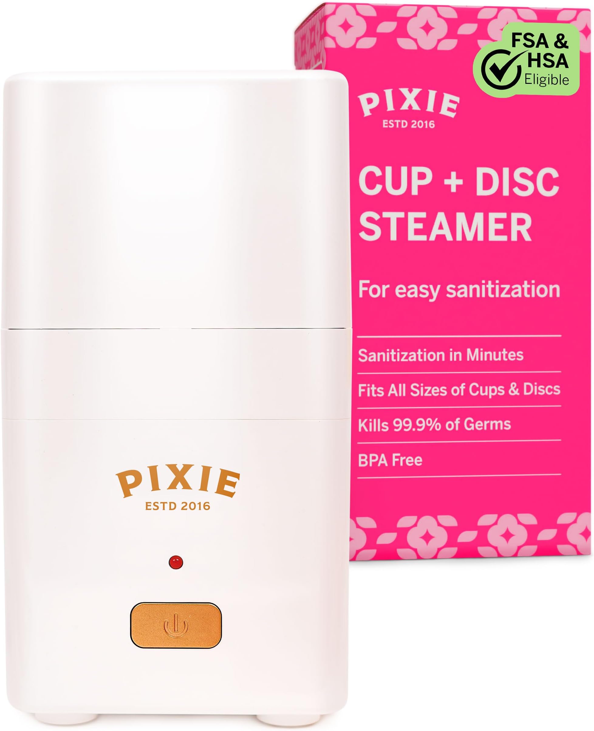 Menstrual Sterilizer - Ranked 1 for The Best Steamer - Kills 99.9% of Germs with Cleaner Steam - Wash Your Period or Disc in 3 Minutes! - Automatic Timing Shut-Off Switch