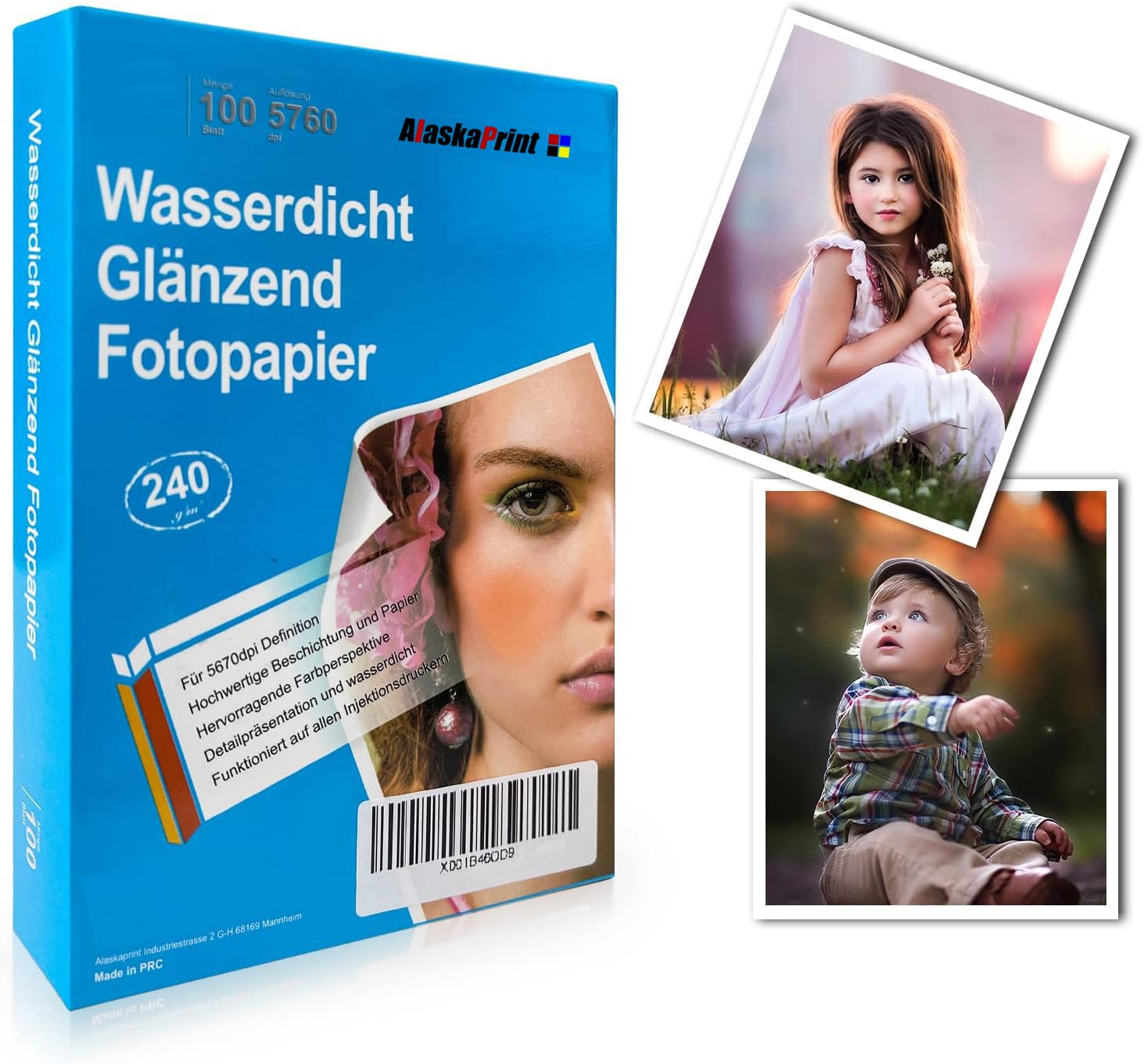 100 Blatt Fotopapier 13x18 glänzend 240g/m² Photopapier für Tintenstrahldrucker Sofort Trocken Wasserfest Hochglänzend Hochweiß