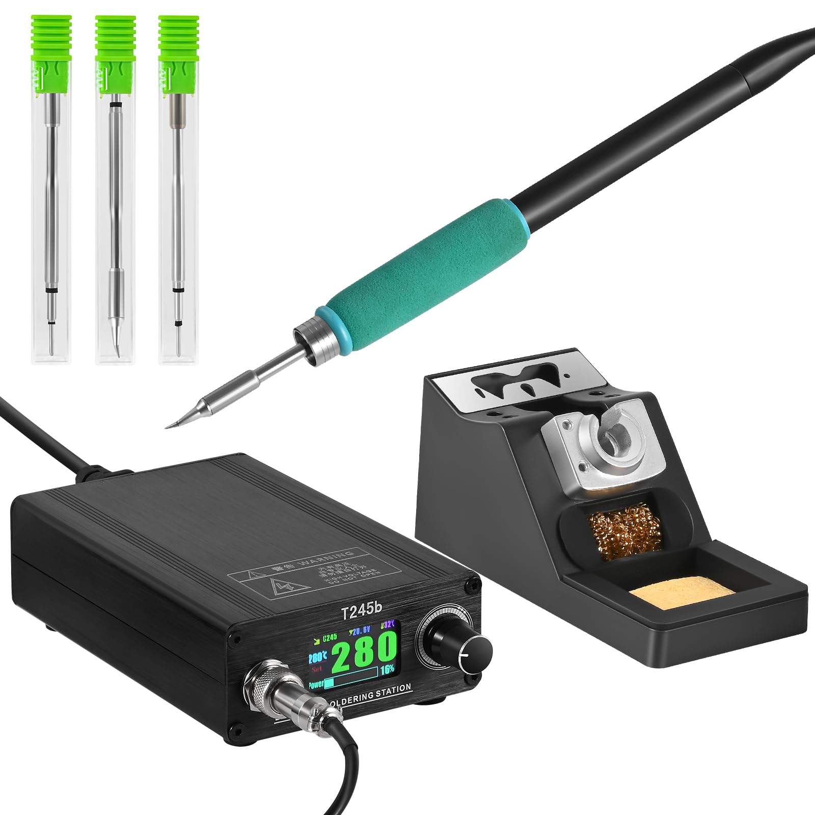 Stazione di saldatura T245b fai da te elettronica, manico in lega di alluminio e supporto per impugnatura 100-240 V, 180 W, spina USA C245, punte di saldatura I K IS