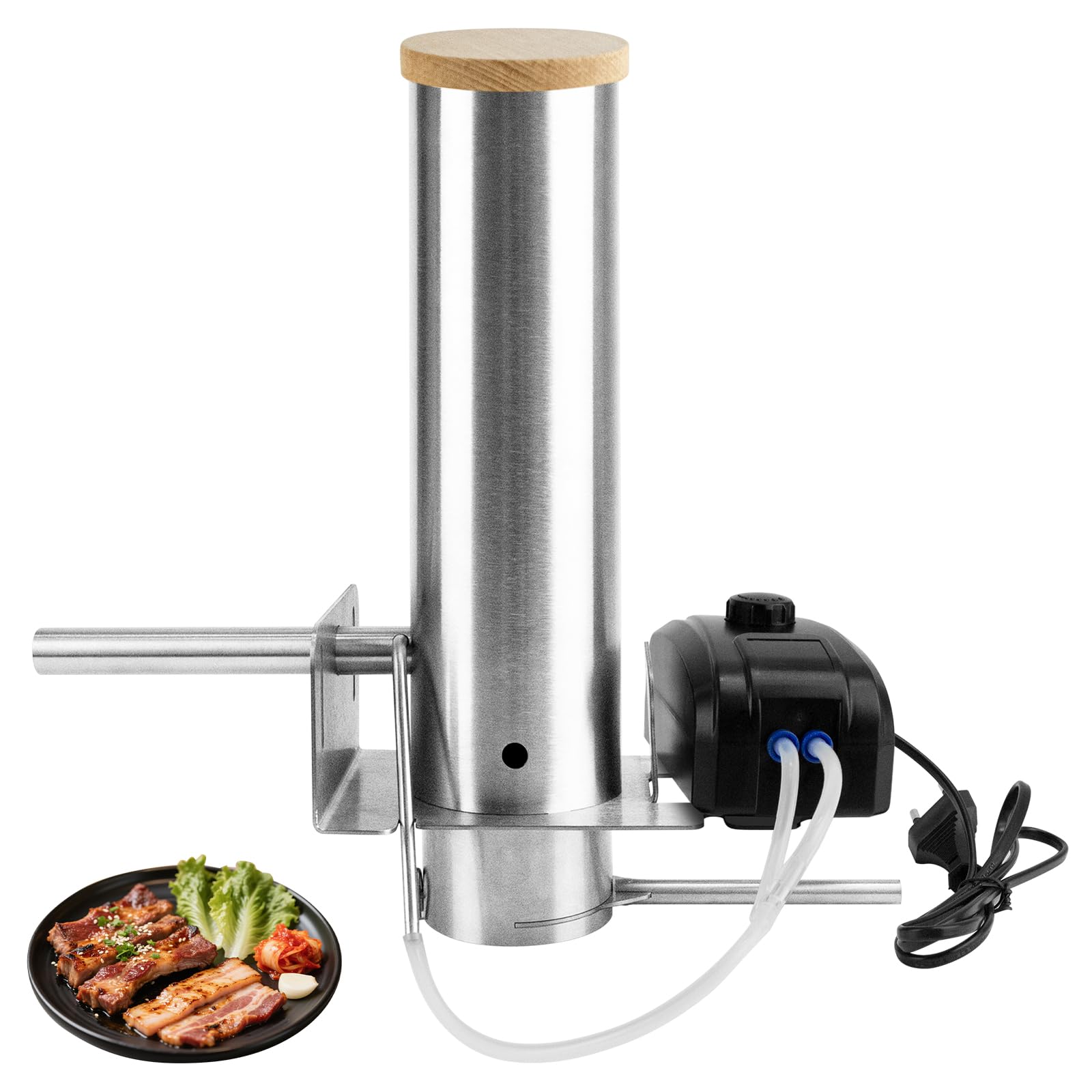 Rauchgenerator mit Pumpe, Elektrisch Kaltrauchgenerator aus Edelstahl, Raucherzeuger für Räucheröfen Smoker, Rauchgenerator zum Kalträuchern von Fisch, Fleisch, Käse