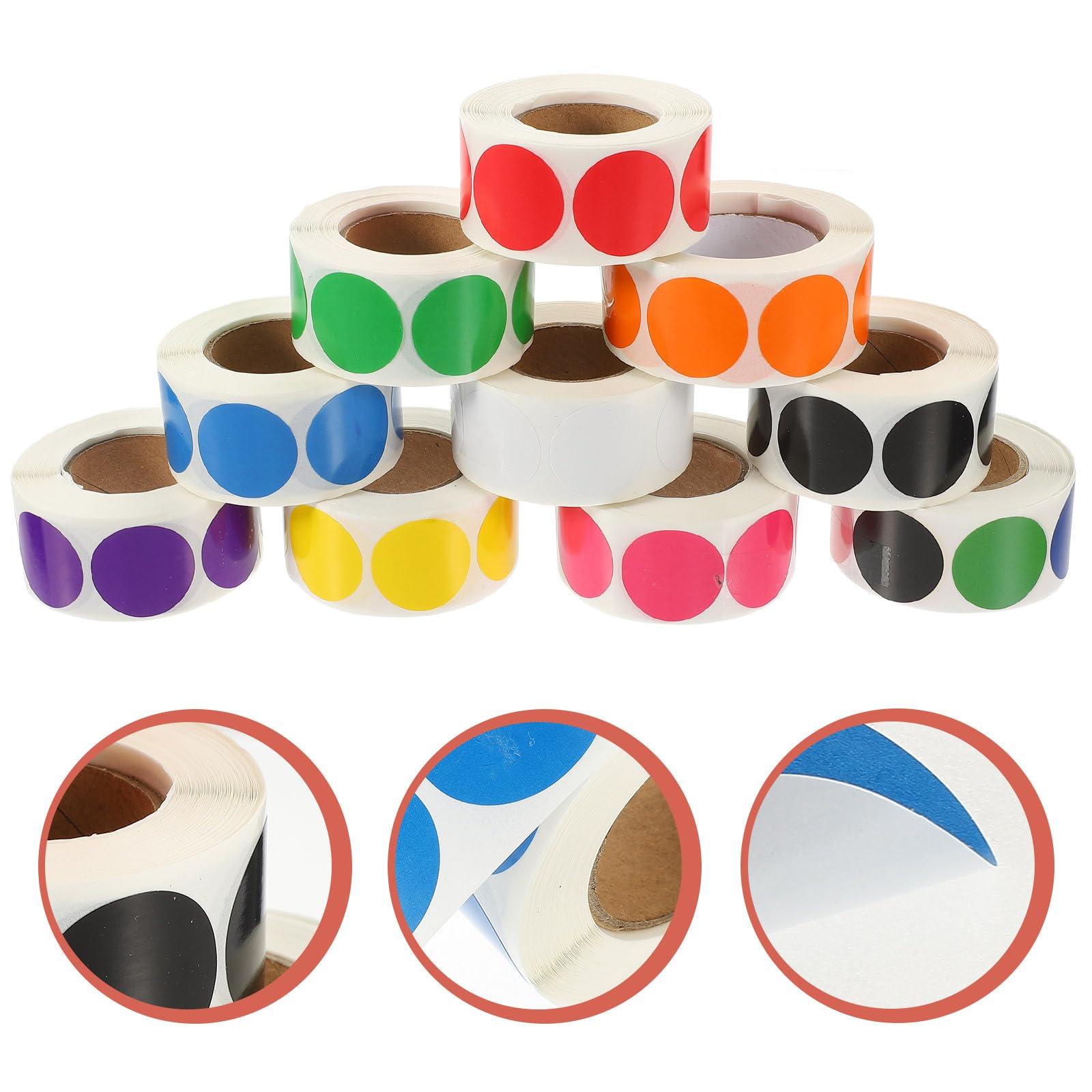 SUPVOX 10 Pezzi Adesivi Rotondi Colorati a Pois, Etichette Adesive Piccole Autoadesive per Codifica, Cancellabili a Secco, per Scuola, Ufficio e Uso Domestico, 500 Adesivi Colore Casuale