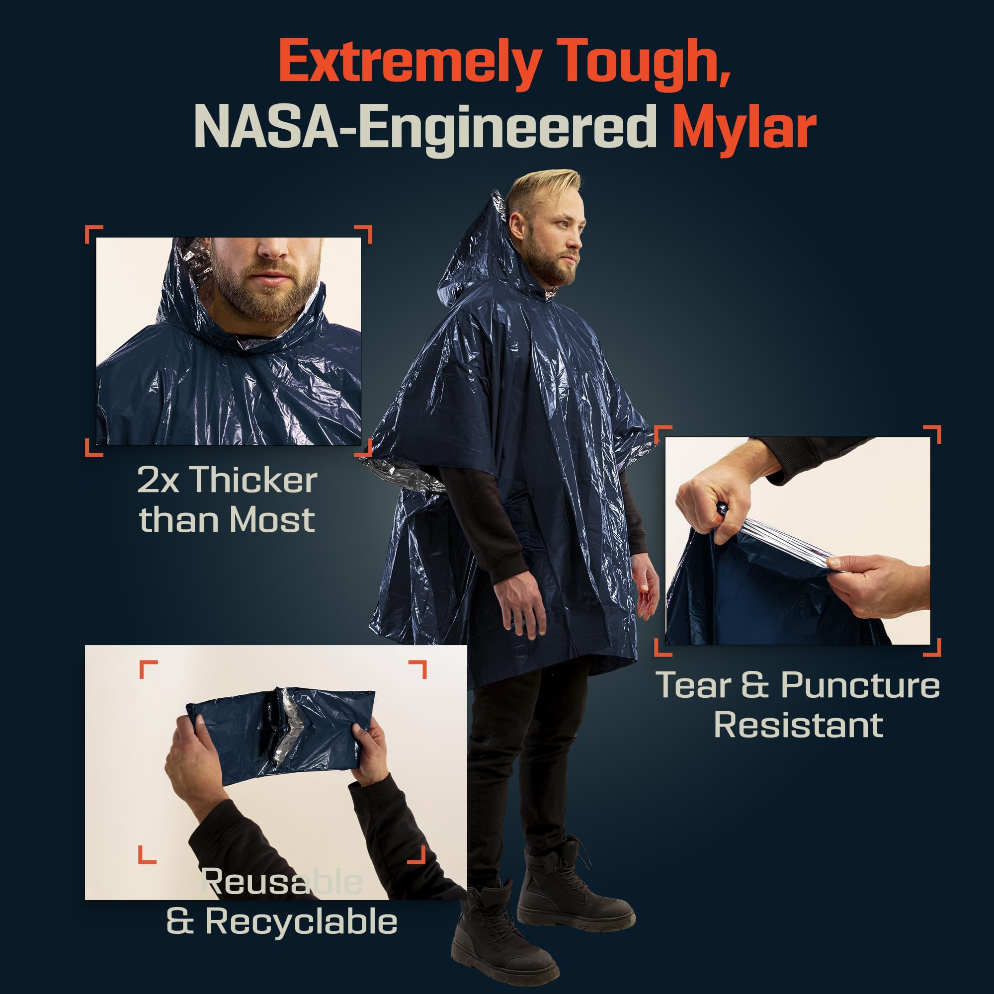 Amazon.com: PREPARED4X Emergency Poncho with Mylar Blanket Liner