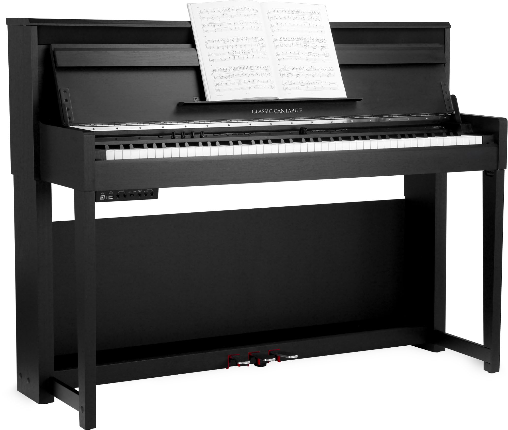 Classic Cantabile UP-1Plus SM Pianoforte Elettrico Verticale Nero Opaco | Tastiera composita con tasti Ivory-Touch riempiti in legno massello, 88 tasti pesati con tastiera Graded Hammer, 7 1/4 ottave