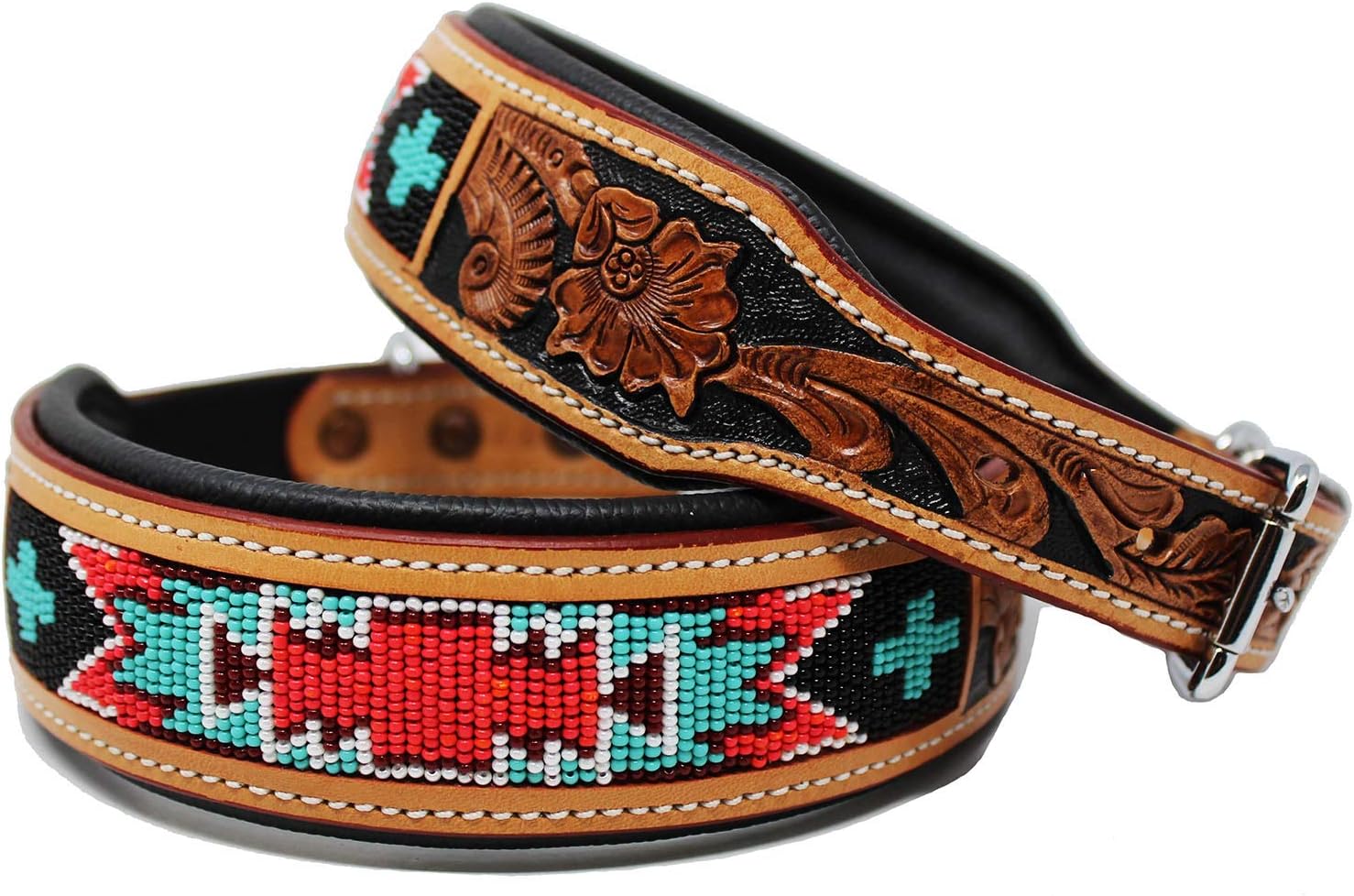PRORIDER Medium 17''- 21'' Dog Puppy Collar Cow Leather Adjustable Padded Canine 6061TL