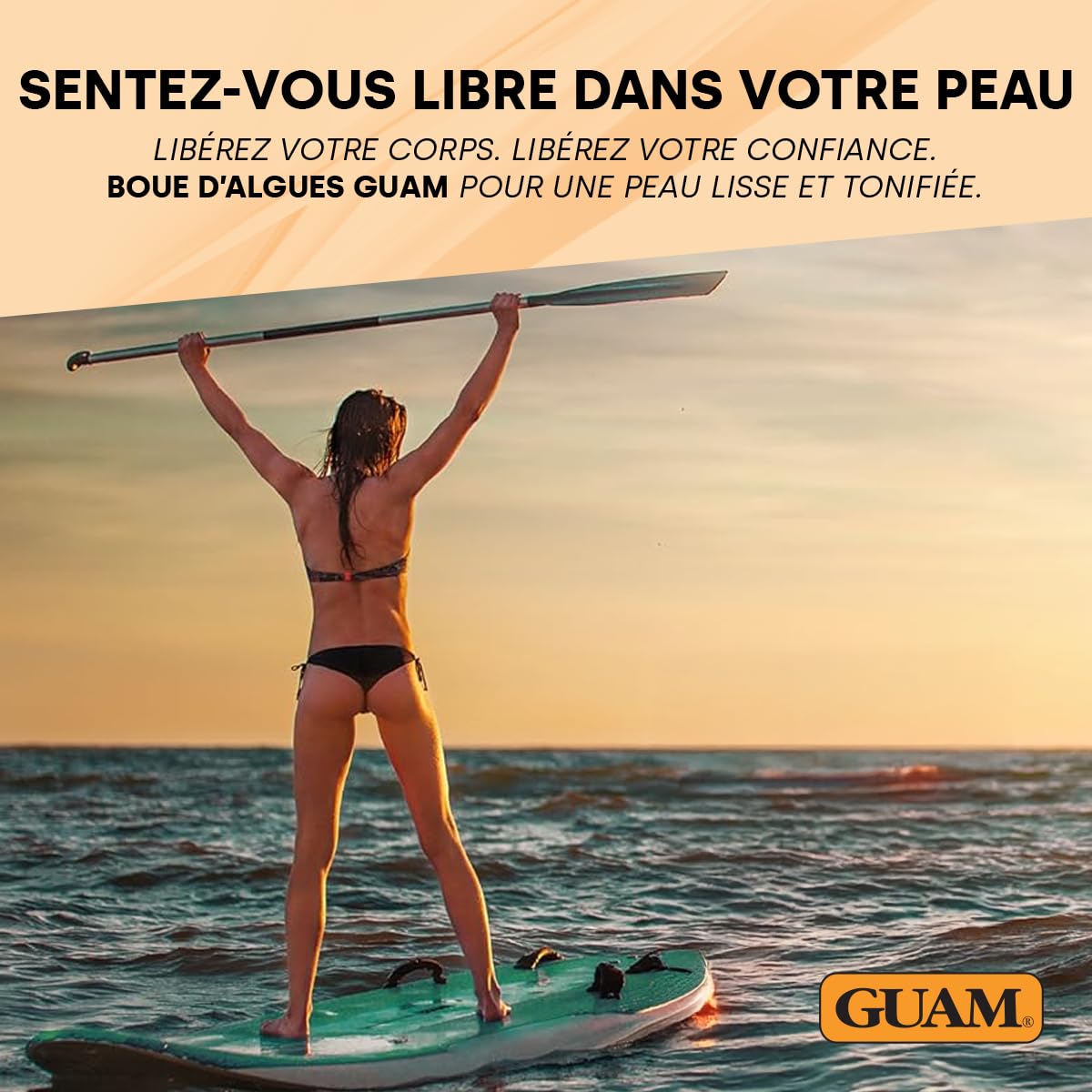 Guam Boue d’Algues Anti-Cellulite - 1kg Masque Corps Chauffant Pour Cuisses et Fesses - Soin Raffermissant Anti-Capiton - Réduit l’Aspect Peau d’Orange - Fermeté Renforcée et Lissage Visibles