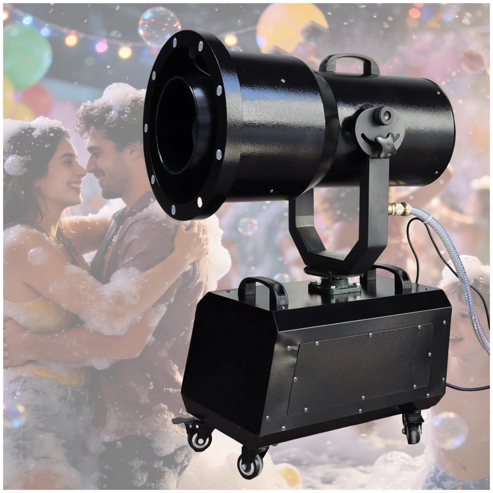 Eastnmythet Outdoor Auto Rotary Foam Machine 2000W with 2 Bags Foam Powder, Oscillating Foam Cannon for Pool Parties, Weddings, Club Events With LED