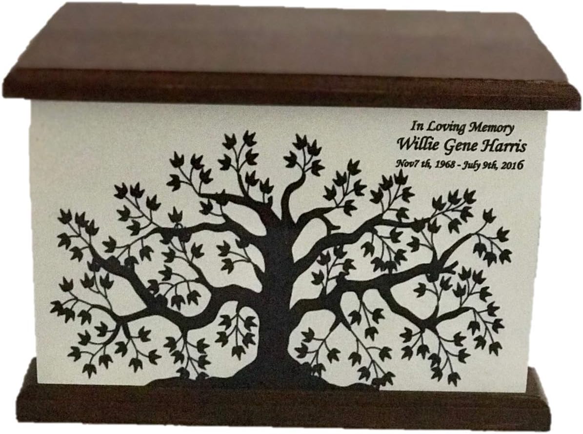 Tree of Life Cremation Urn, Wood Funeral Urn, Funeral Wooden Urn with Custom Personalisation