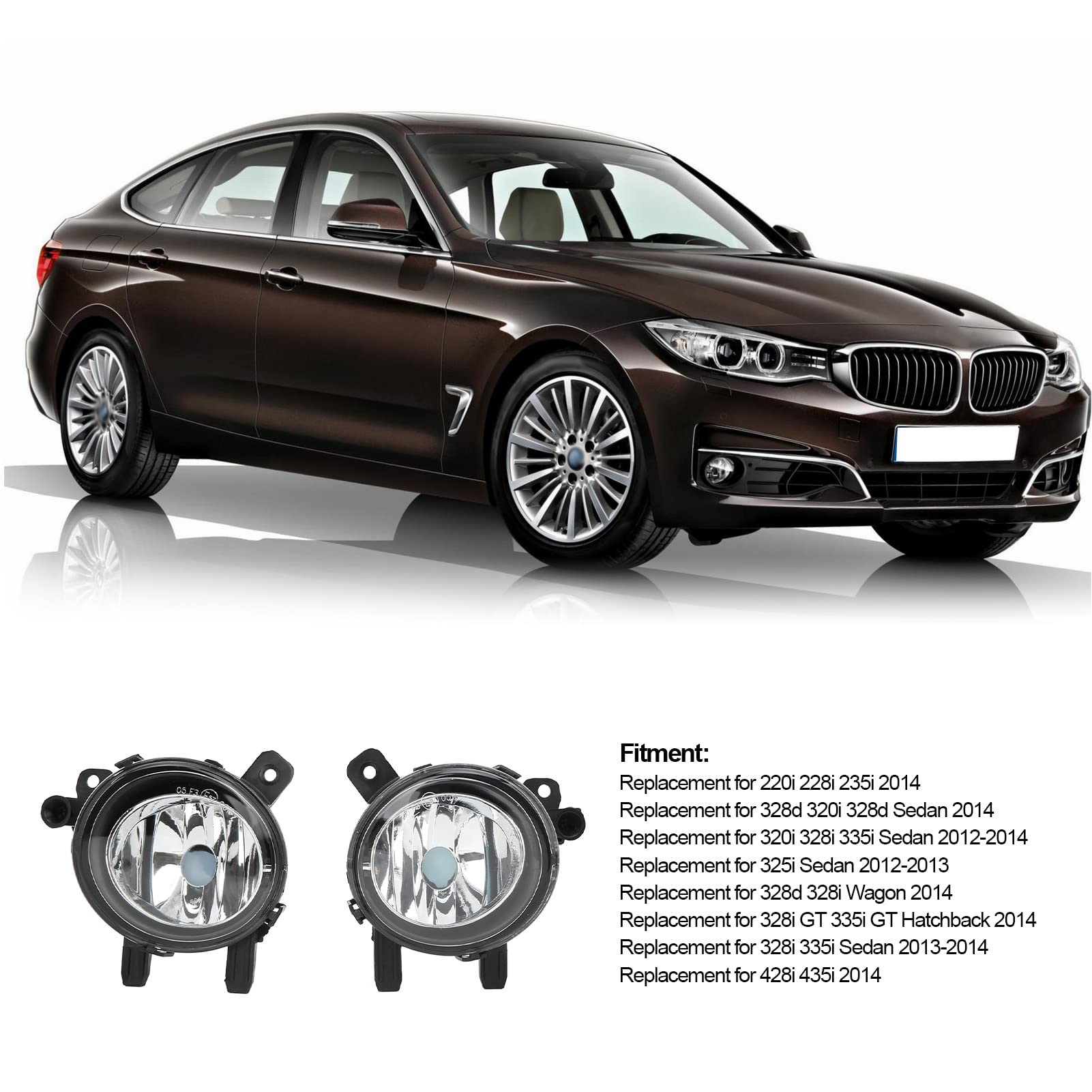 AYQEBNC Fog Lamp Housing, 2pcs Fog Light Housing Left Right Clear Lens 63177248911 63177248912 Replacement for 220i 228i 235i 320i 328i 335i