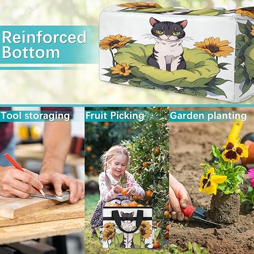 Miniatura 7 de Kitten Cat Sunflower Garden Tool Tote Bag for Women Men Gardening Tool Storage Bags with 10 Pockets Standable Garden Home Tool Kits Organizer for