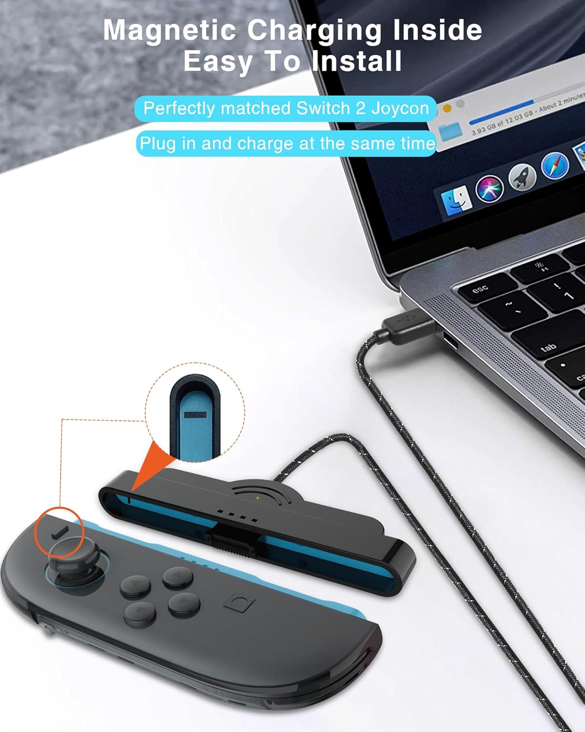 Magnetic Charging Cable for Nintendo Switch 2, Fast USB Charger Cord Accesories Nylon Braided High-Speed Replacement Accessory - Image 3