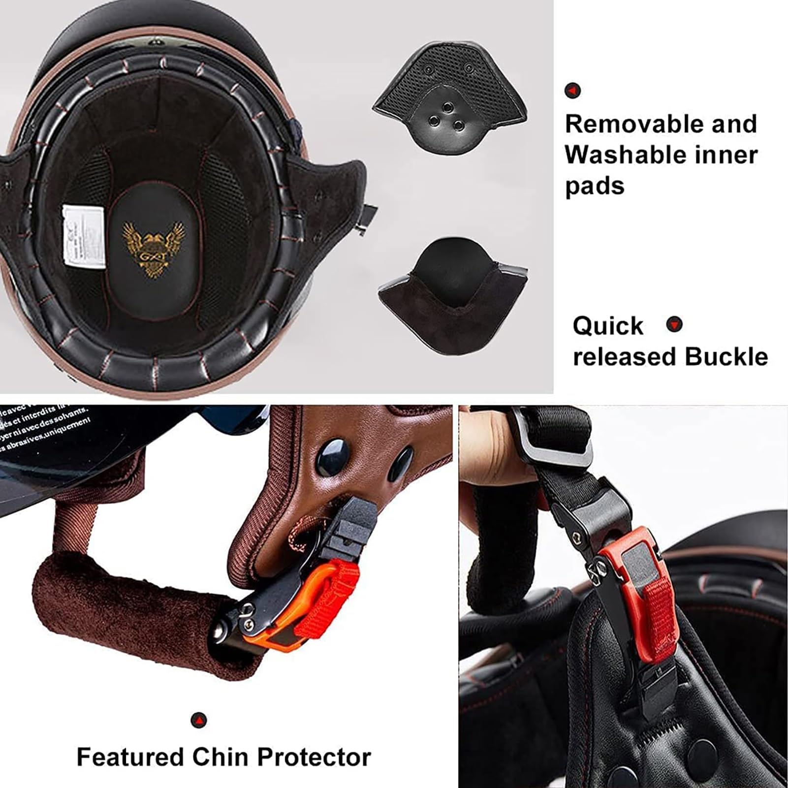 Casque Demi Jet Casque Ouvert Casque Jet Rétro Casque Bol Homologué ECE Visière Intégrée Casque de Crash Cruiser Chopper Casque de Scooter for Hommes Femmes ( Color : M , Size : M=(57~58cm) )