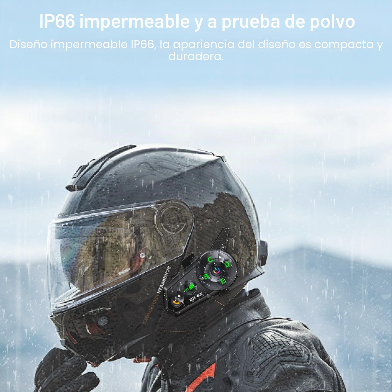 Intercomunicador Casco Moto Bluetooth Auriculares Casco Moto con Doble Chip para Audio Multitarea Manos Libres Auriculares 1-6 Motoristas de 1000m, Sistema Comunicación con Compartir Música IPX6