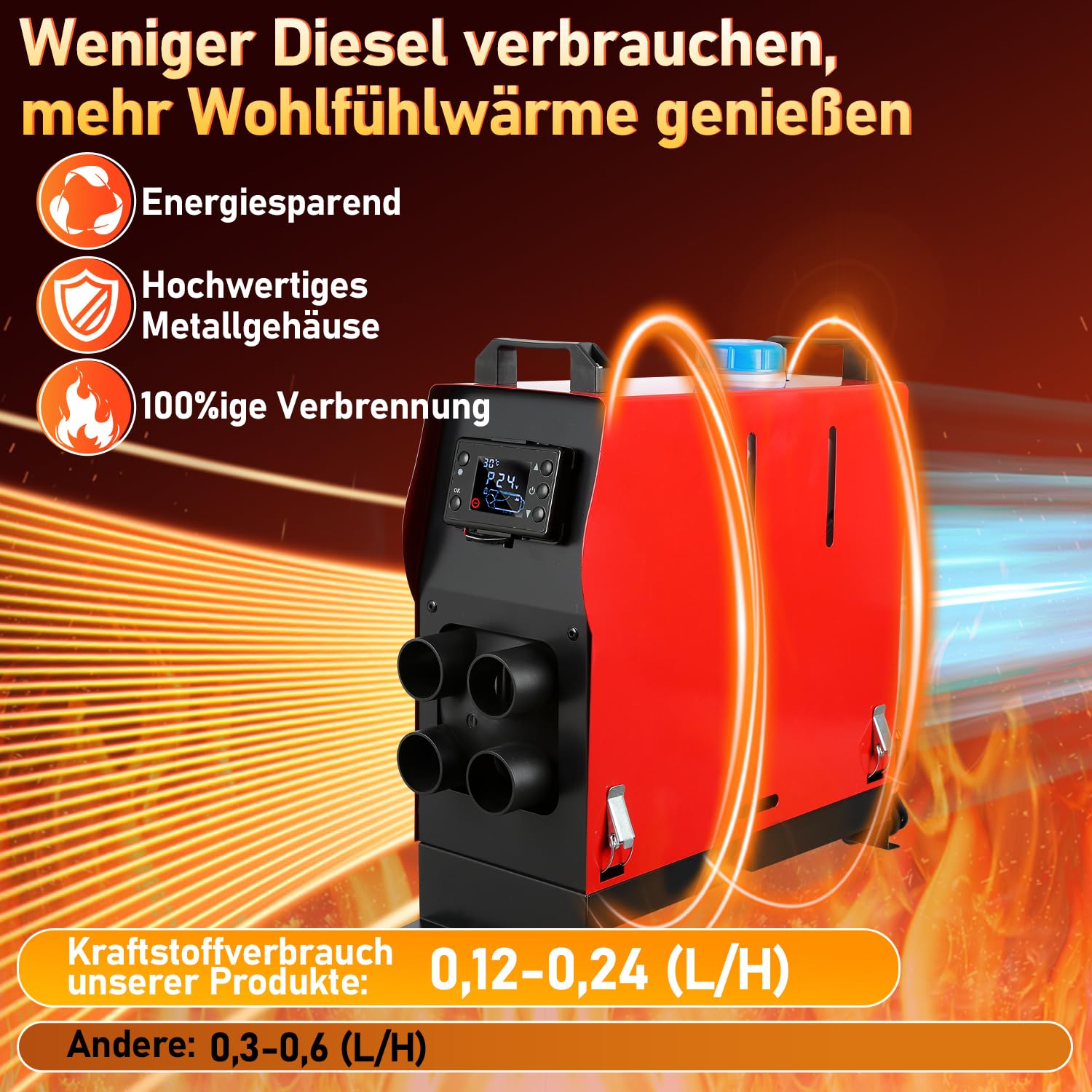 Randaco 12V Riscaldatore Diesel autonomo, riscaldatore d'Aria Diesel monoblocco da 8KW, riscaldatore d'Aria Diesel con silenziatore, riscaldatore d'Aria Diesel
