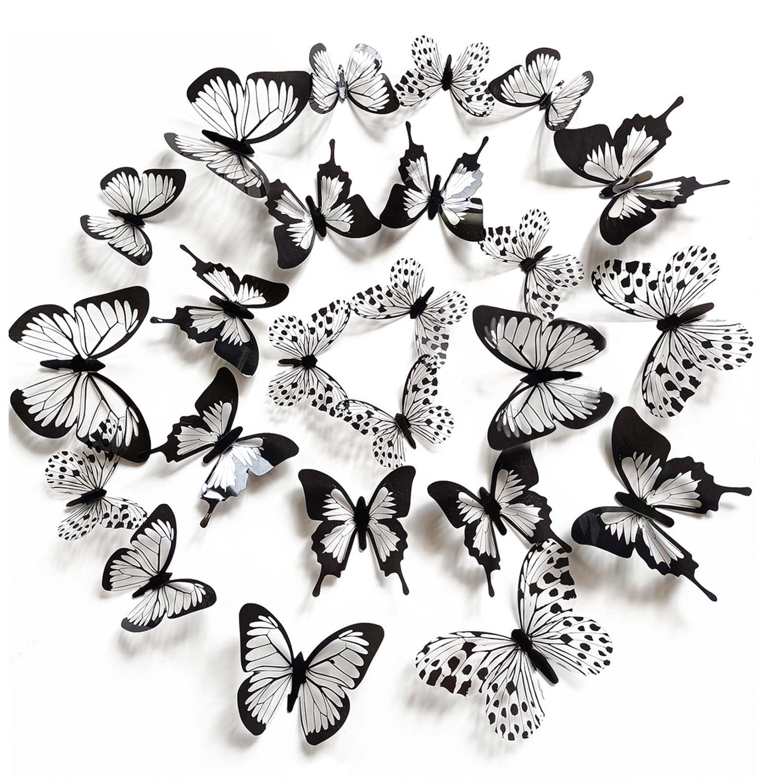 Adesivi Murali Farfalle 3D Decorazioni Parete Nere Sticker Murali Farfalla Decorativi per Camera da Letto Soggiorno Cameretta Bambini Ufficio - Set da 12 Pezzi