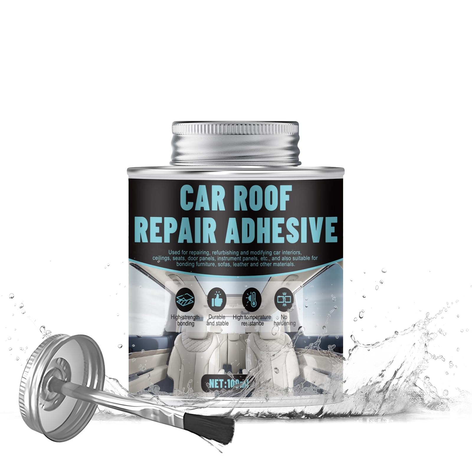 Colla per Cielo Auto, colla per Tessuti Auto, Colla per Alte Temperature Tessuto Auto Cielo, Collas per Tappezzeria Auto per Pelle, Schiuma, Tessuto, Forza Adesiva Super Forte, -20°C A 90°C