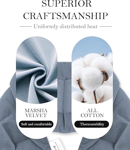 Miniatura 2 de Almohadilla térmica para microondas para cuello y hombros con asas, 33 x 5.9 pulgadas de largo, calentador de cuello, paquetes calientes húmedos